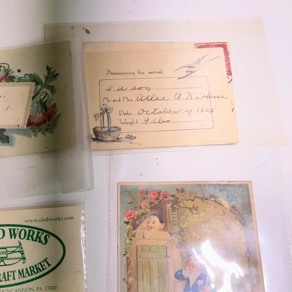 Vintage Victorian Ephemera Lot 11pc Floral Calling Card Trade Card Antique Paper